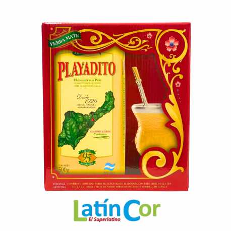 KIT PLAYADITO: YERBA MATE X 500 G + MATE + BOMBILLA 