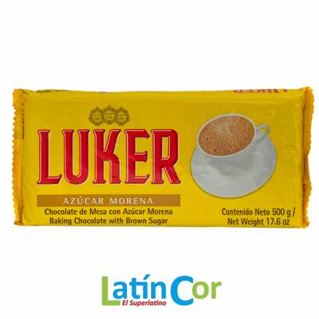 CHOCOLATE LUKER CON AZUCAR MORENA X 500 G