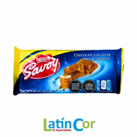 CHOCOLATE CON LECHE SAVOY X 130 G (UNIDAD)