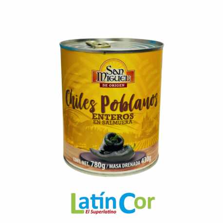 CHILES POBLANOS ENTEROS EN SALMUERA SAN MIGUEL X780G